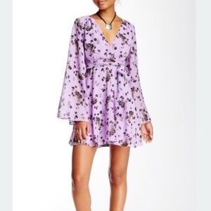 Free People Floral Lilou Wisteria Dress Purple